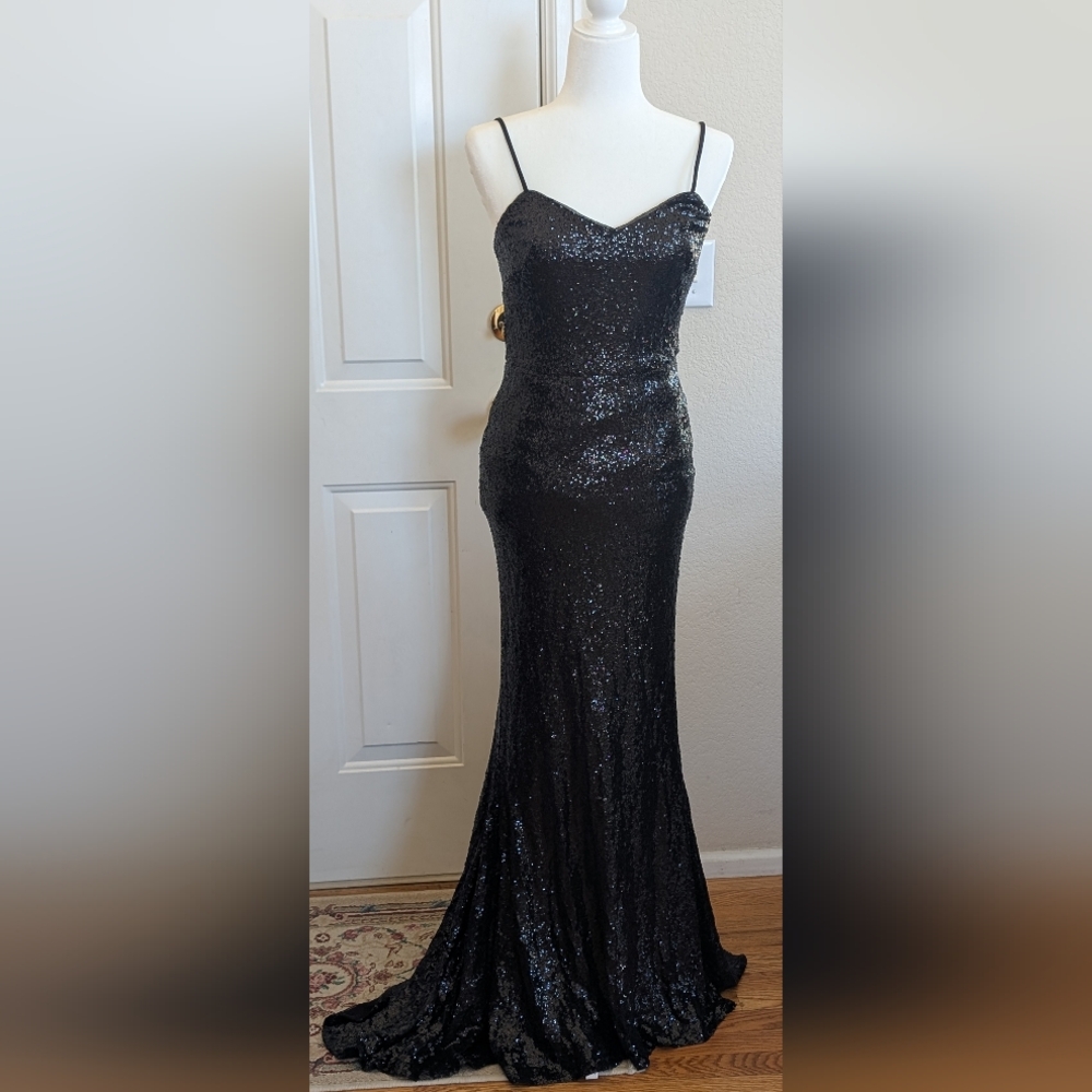 NWT Donna Karan Elegant Black Sequin Dress